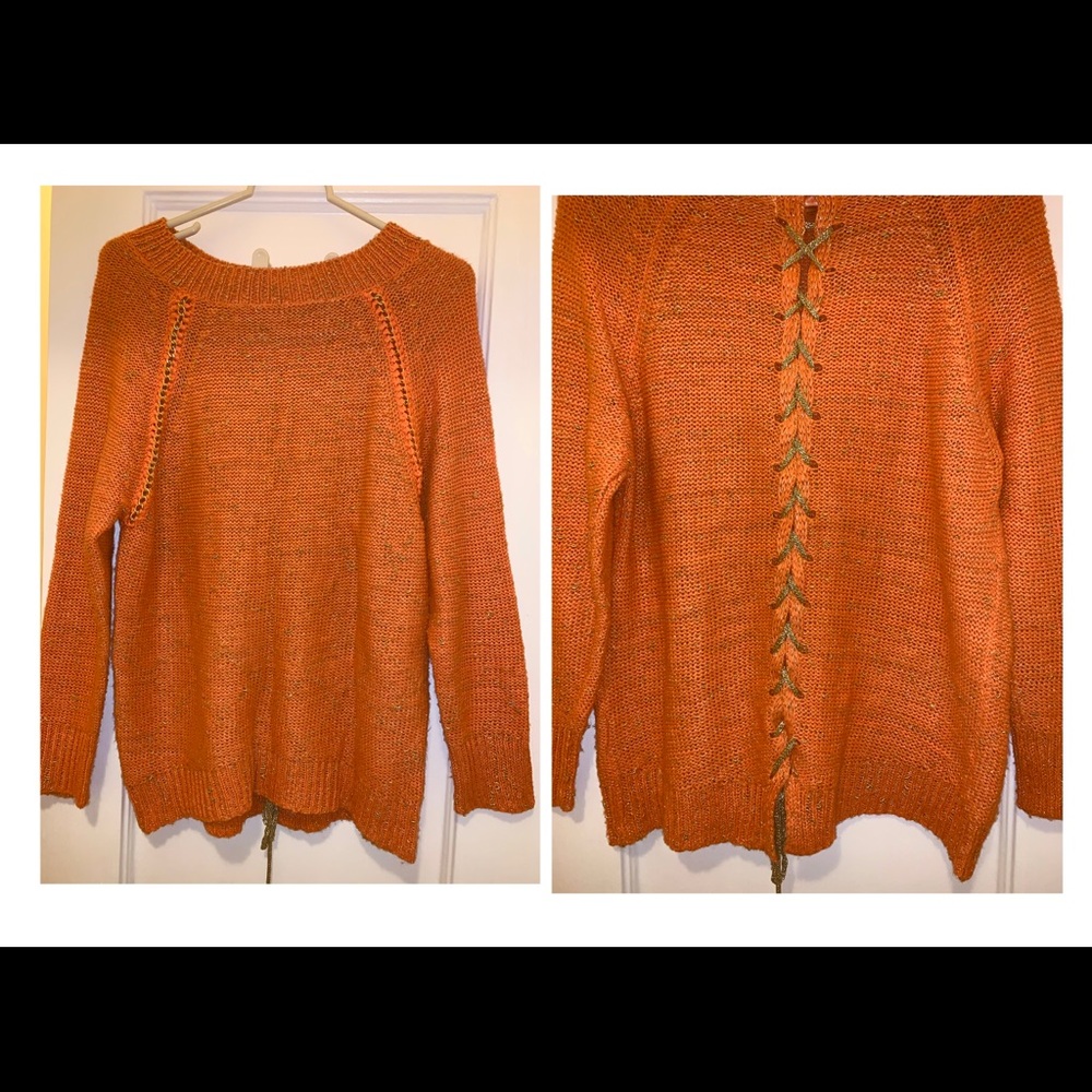 Lulumari Orange Knit Sweater Size M